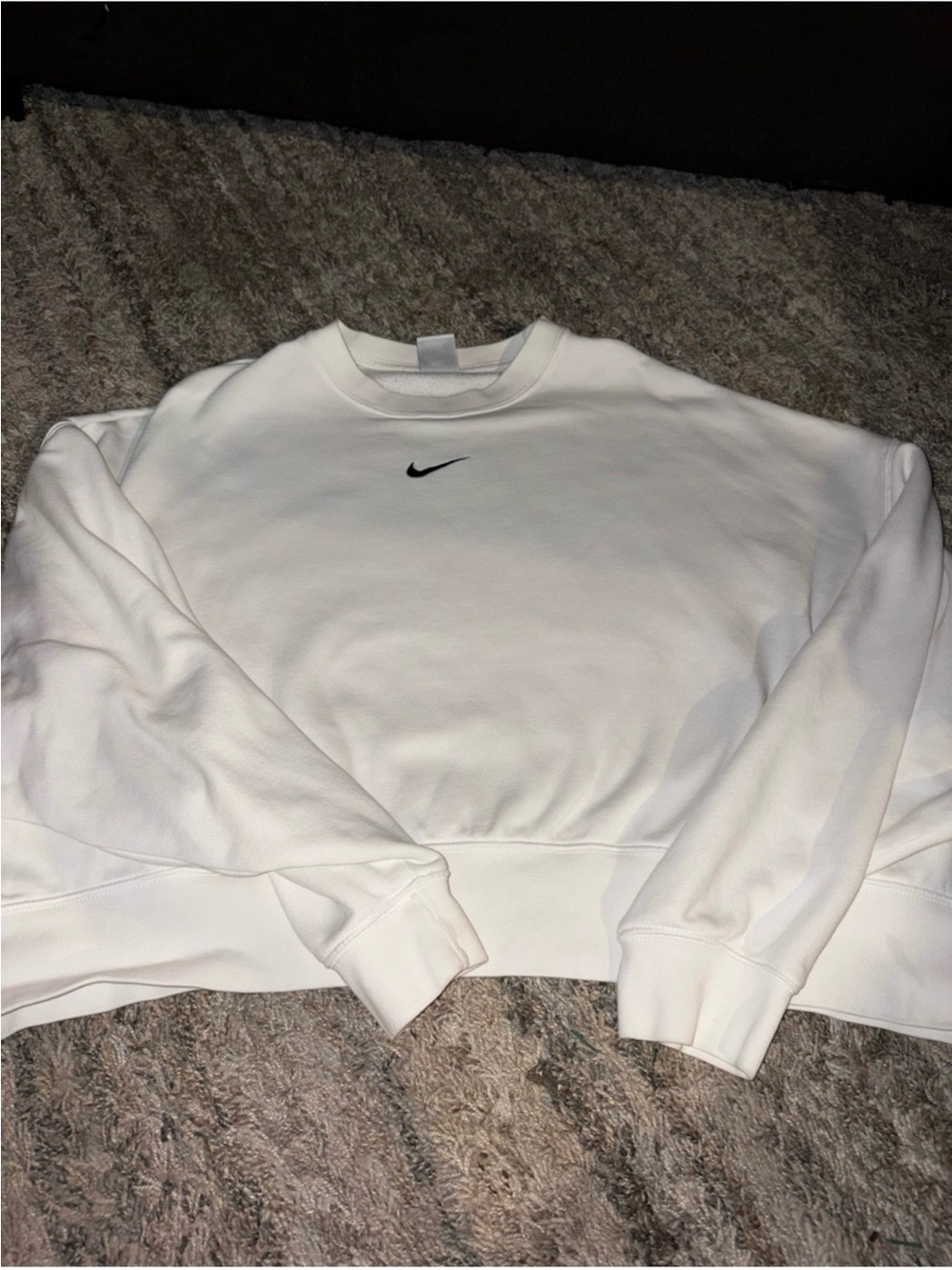 Nike White Crew Sweatshirt with Black Swoosh